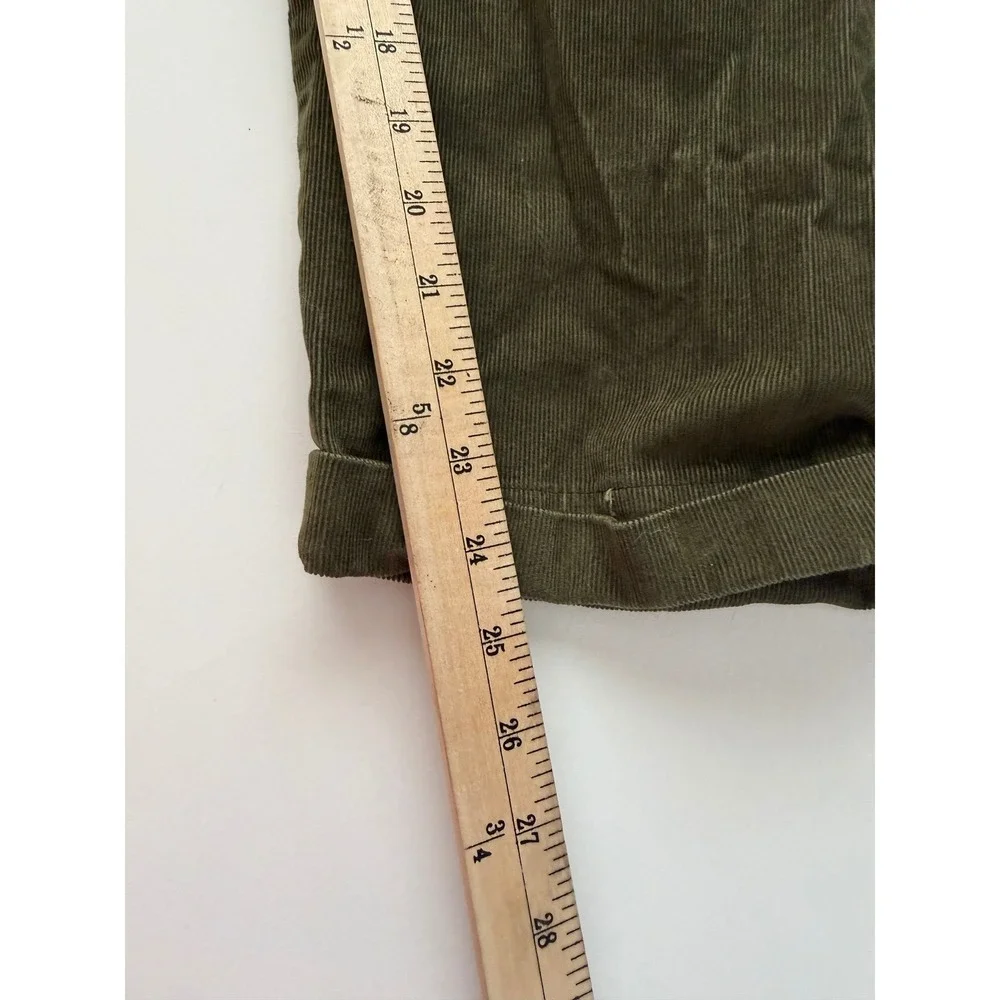 Lands' End Mens Olive Green Pleated Corduroy Pants Traditional Fit 48/9 513924